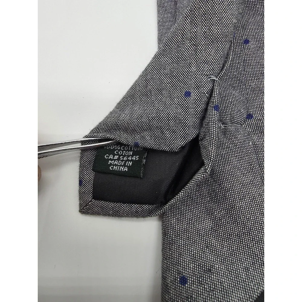 J.CREW Cotton Skinny Necktie Tie Gray Blue Spotted Pattern 60